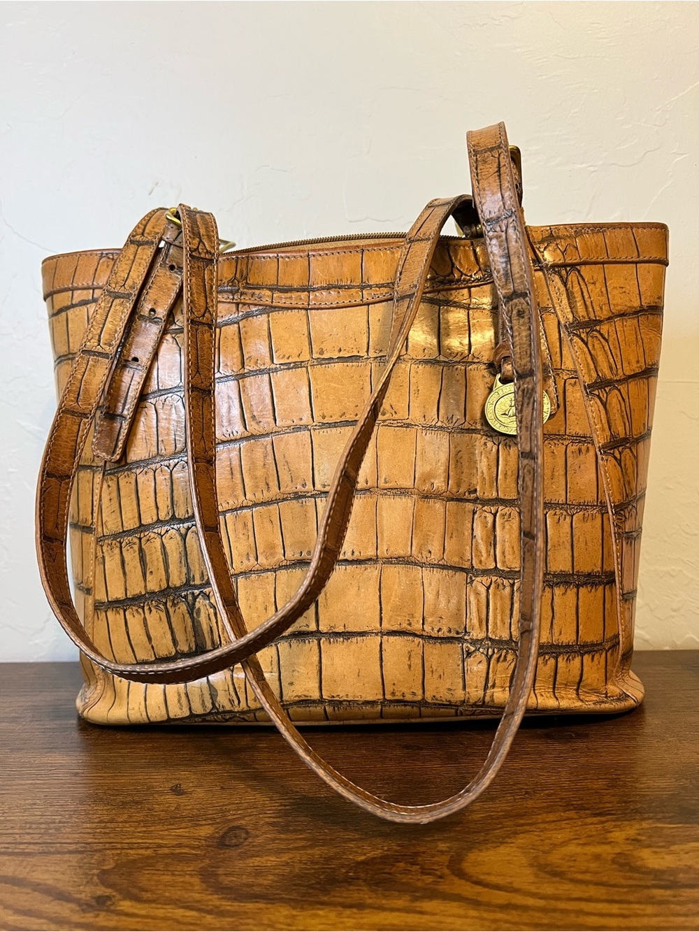 Vintage Brahmin Medium Asher Croc-Embossed Leather Tote